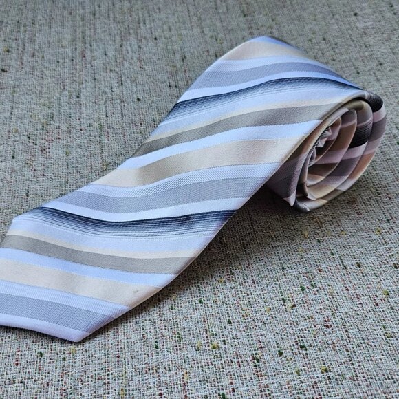 Geoffrey Beene Men Tie Multi Color Striped Necktie 100% Silk Classic Tie - Picture 7 of 11